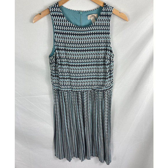 Ann Taylor LOFT Pleated Patterned Sleeveless Dress Size Medium - Picture 1 of 6